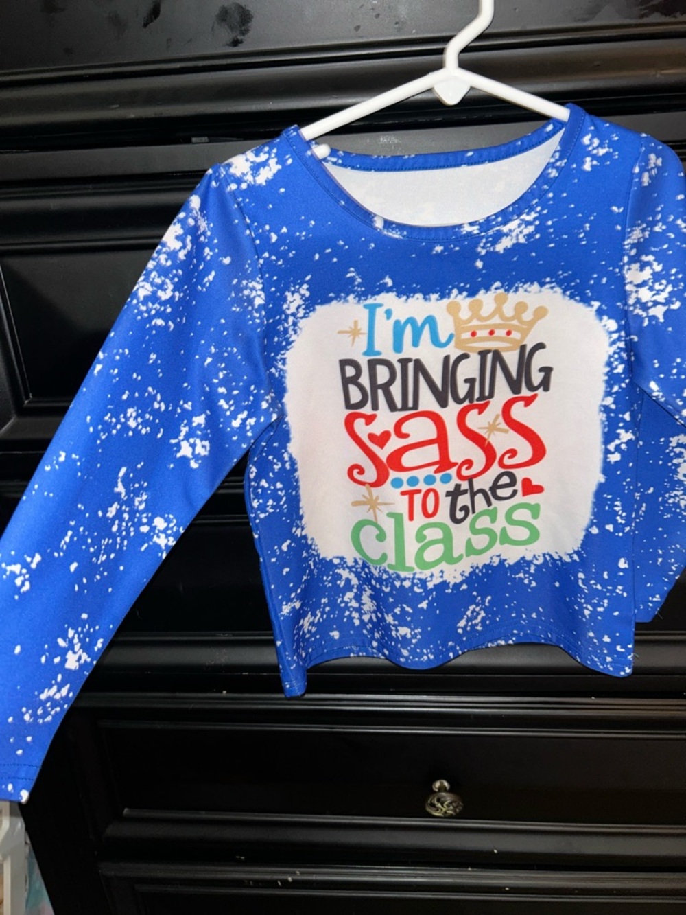 SHEIN Blue Long Sleeve 'I'm Bringing Sass to the Class' Top